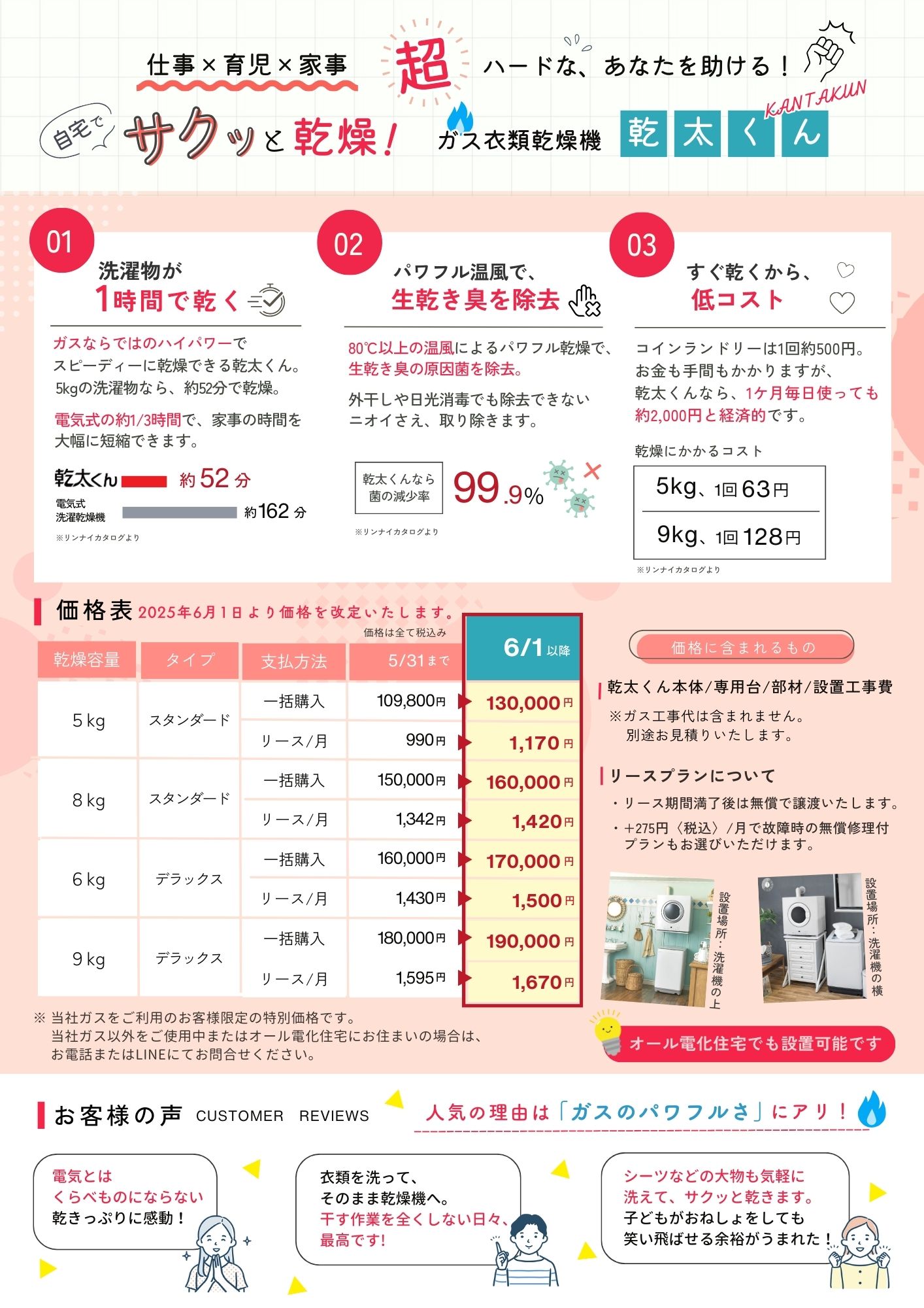 ガス衣類乾燥機「乾太くん」 価格改定のお知らせ | 若松ガス株式会社 